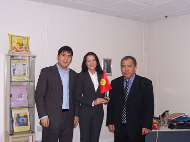 Ambassador Dr. Kuban Ilyasovich Mambetaliev, Consul Mr. Nurbek Omorov and Honorary Consul Domenica Schiel